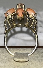 Vintage Angel Skin Coral Flower Ring Gold Tone Hawaiian Estate Size 5.75 1960’s