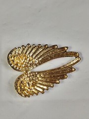 Beautiful Angel Wings Brooch Pendant Iridescent Rhinestones Gold Tone White Pink