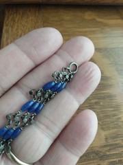 Antique Art Deco Sterling Silver Bracelet 7 Inches Blue Czech Glass