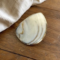 Handmade Abalone Shell Scarf Slide Buckle Gold Tone Boho Coastal Western