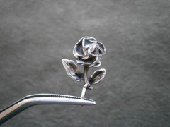 Rose Bloom Flower Vintage Sterling Silver Bracelet Charm Pendant 1.1g