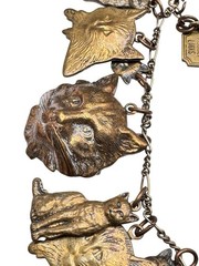 Vintage Pididdly Links Cat Cats Charm Bracelet