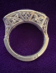 Wedding Band, Art Deco, Antique, Authenticated, 2 Large Diamonds, Tanzanite