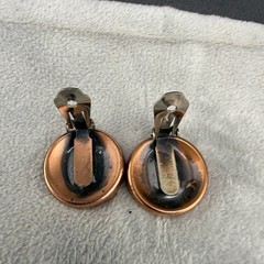 Vintage Matisse Renoir Blue Enamel Earrings Copper Clip Ons Signed