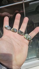 VINTAGE ABALONE 925 STERLING SILVER BRACELET 7+8 Inch Adjustable GORGEOUS…