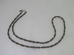 Miriam Haskell Silver Tone Twisted Chain Diamond Cut 36″ Long Double Necklace