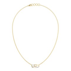 Elegant Infinity Heart Necklace 14K Yellow Gold Over 2.0 Ct Simulated Diamond