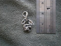 Rose Bloom Flower Vintage Sterling Silver Bracelet Charm Pendant 1.1g