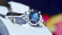 14k white gold sz 7.75 ring 1.00ct natural, treated sapphire diamond 3.30g N3397