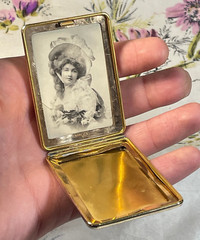 Antique Marathon Brass Plated Rectangular Picture / ID Necklace Locket Pendant