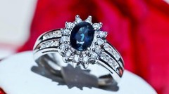 14k white gold 1.25ct natural diamond size 5.75 ring sapphire halo heated 3.35gr