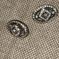 Carol Lee Crystal Oval Silver Clip On Earrings