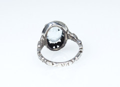 Antique Silver Ring Natural 5.50 ct Aquamarine Victorian Jugendstil Style