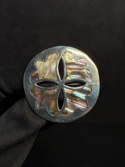 Taxco EMI Sterling Silver Abalone Sand Dollar Brooch Pendant Mexico