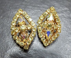 MCM Vintage Clip Earrings Jewelry Lot ~ Mid Century Rhinestone Glamour ~ 25 Pair