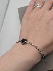 Vintage Black Crystal Art Deco Victorian Revival Bracelet Sadie Green 7 Inches