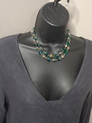 2 Layer Vintage Glass Bead Necklace 15.5 To 17 Inches Long