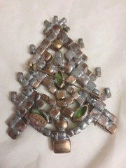 Vintage Bijoux MG Jeweled Czech Christmas Tree Brooch Rare Beautiful