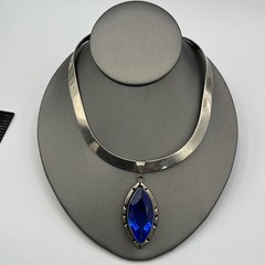 Alpaca Silver Mexico Collar Choker Crystal Pendant Necklace