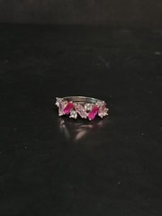 Sterling Silver Pink Topaz & CZ Ring Size 7