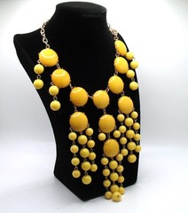 Vintage RJ Graziano beaded bib statement runway necklace Shades of yellow