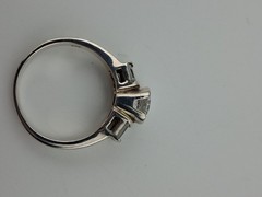 Vintage Sterling Silver Ring Round and Tapered Baguette CZ Stones Size 8.25