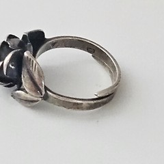Theodor Klotz Teka Sterling Silver Rose w/ Leaves Ring 925 Size 5
