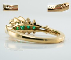 Natural Emerald Diamond Tapered Baguette Ring 14K Gold Band