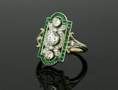 Art Deco 3CT Lab-Created Diamond Three-Stone Wedding 14K Yellow Gold Finish Ring
