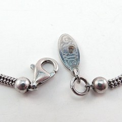 Vtg OXETTE 925 Sterling Silver Chalcedony Crystal Bead Long Necklace 35.5″ Boho