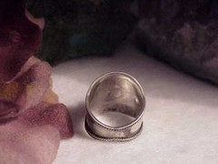 Sterling Silver 1.00ct Cabochon Amethyst Cigar Band Ring Sz7 3.9Gr Vtg Brutalist