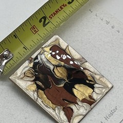 Nancy M Hester Iridescence Artisan Modern Art Brooch Ladies Pin Brown Gold Tones