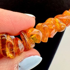 Vintage Natural Baltic Amber Chunky Chip Necklace Graduated Cognac Honey 30in