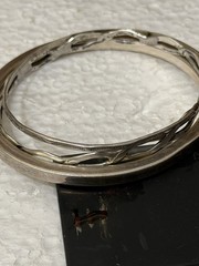6 Sterling Silver & 1 Brass Bangle Bracelets 91 Grams Silver Marked/Tested