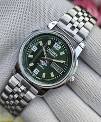 Vintage Citizen Automatic Men Steel Transparent back Day Date Japan Wrist Watch