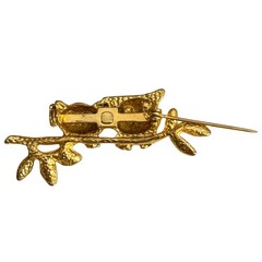 Vintage Twin Owls on Branch Brooch Unsigned Owl Pin Cottagecore 1960s