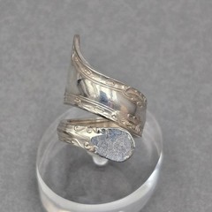 Vintage Silver Plate Wrap Spoon Ring Size 7 Upcycled Flatware Statement Band