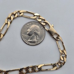 Vintage Gold Filled / Rolled Gold – 6 mm Blocky Flat Figaro Chain Bracelet 8.25″
