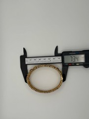 Vintage 925 China Gold Vermeil MultiGemstone Filigree Hinged Bangle Bracelet 30g