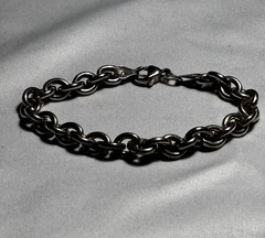 Vintage 925 Sterling Silver Heavy Rolo Chain 7” bracelet 23.7 g By Milor Italy