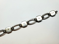 Vintage Art Deco Victor Mayer Silver Good Luck Bracelet Mahogany Wood Panel