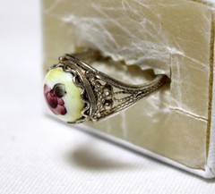 Vintage Russian Hand Painted Enamel Rings 3 Variation Finift Technique #85,86,90