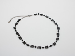 LC Lauren Conrad Black Facet Chain Bead Beaded Station Adjustable Necklace