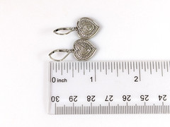 HOB P 925 Sterling Silver Textured Ivy Grape Vine Heart Dangle Earrings 1″ /4.2g