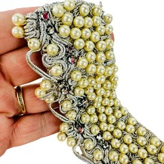 vtg beaded pieces from dresses w rhinestones pearls for crafts etc