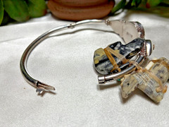 Vintage Tibet/Nepal Sterling Silver Coral Turquoise Inlaid Bone Tribal Bracelet
