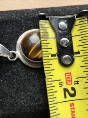 Vintage Tigers Eye Amulet Silver Pendant Round