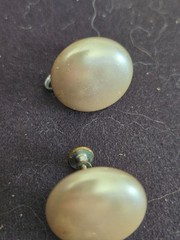 Vintage Plastic Round Pearl White Twist back Clip-on