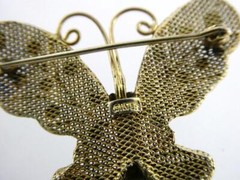 Vintage Gilded Sterling Silver Enameled Butterfly Pin or Brooch 3.8g 1.25 Inches