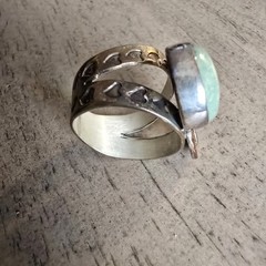 VINTAGE RING Jay King Desert Rose Sterling 2-Tone Turquoise Heart /Size 6 1/2